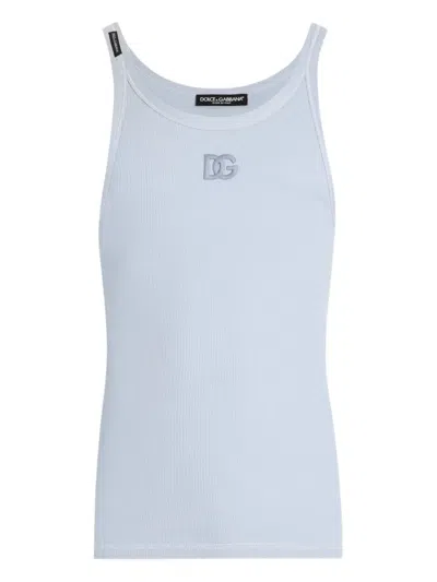 Dolce & Gabbana Cotton Tank Top In Blue