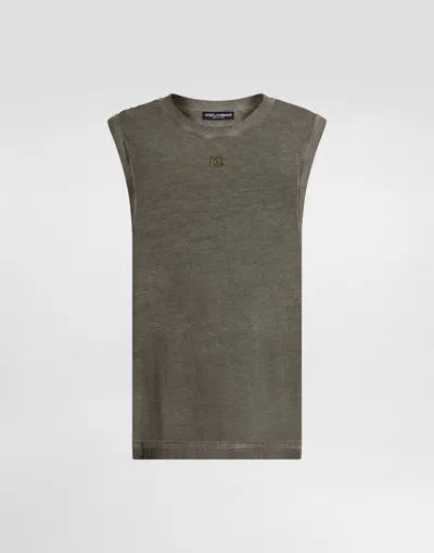 Dolce & Gabbana Cotton Tank Top In Gray