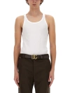 Dolce & Gabbana Classic Fit Cotton Blend Tank Top With Ribbed Texture In White