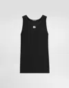 Dolce & Gabbana Ribbed Cotton Tank Top With Round Neckline In Black
