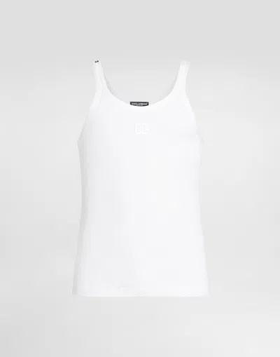 DOLCE & GABBANA COTTON TANK TOP WITH EMBROIDERY