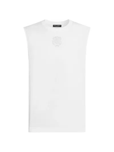 Dolce & Gabbana Cotton Tank Top With Patch In White