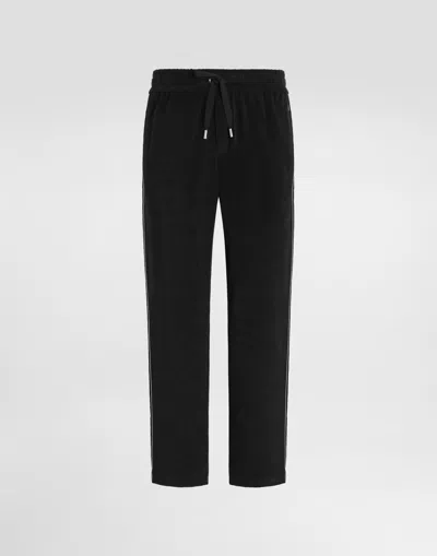 Dolce & Gabbana Terry-cloth Track Pants In Black