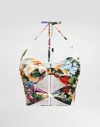 Dolce & Gabbana Floral-printed Cutout Cotton Poplin Top