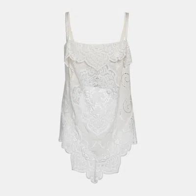 Pre-owned Dolce & Gabbana Cotton Top 42 In White