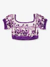 Dolce & Gabbana Maiolica Printed Cotton Cropped Top In Multi