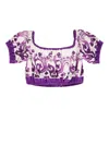 Dolce & Gabbana Cotton Top With Maiolica Print In Multi