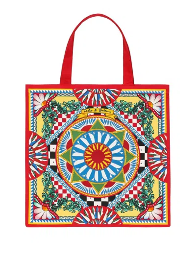 Dolce & Gabbana Cotton Tote Bag In Blue