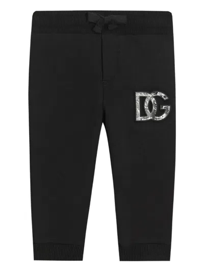 Dolce & Gabbana Babies' Cotton Track Pants In Black
