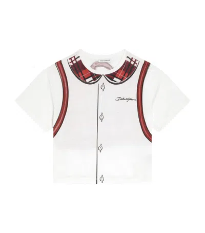 Dolce & Gabbana Kids' Cotton Trompe-l'oeil T-shirt In White