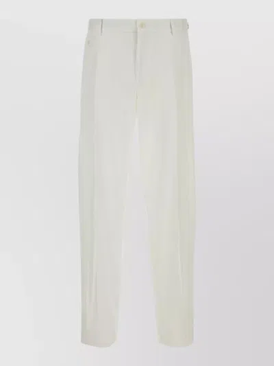 Dolce & Gabbana Cotton Trousers Pleated Front Side And Back Pockets In Neutral