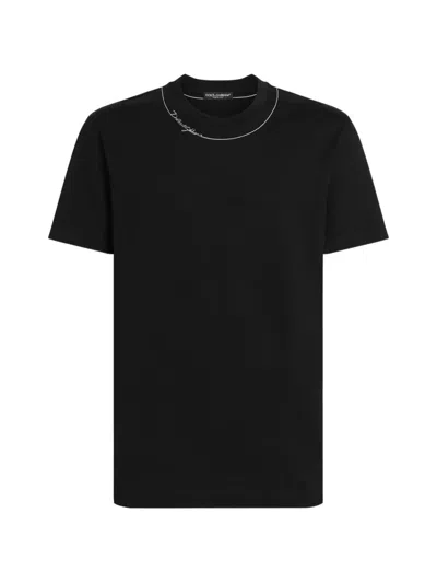 Dolce & Gabbana -style Short-sleeve T-shirt With Crew Neck In Black