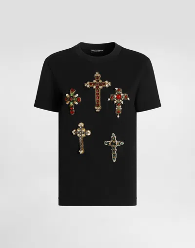 Dolce & Gabbana Cotton T-shirt With Embroidery In Black
