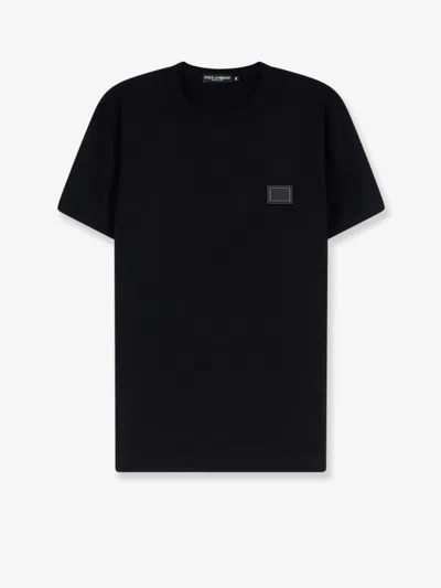 Dolce & Gabbana Cotton T-shirt With Iconic Detail In Black