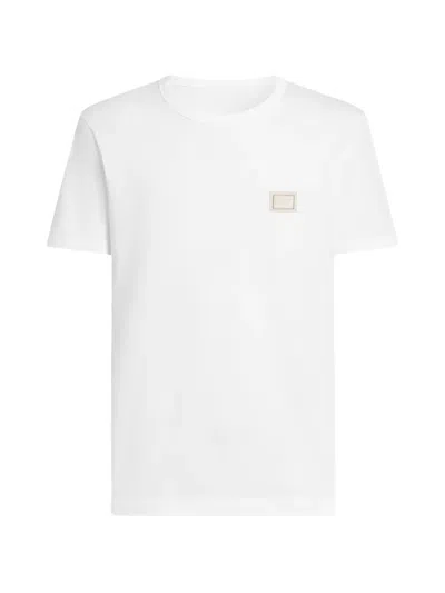 Dolce & Gabbana Crew Neck Short Sleeve Cotton Shirt In White