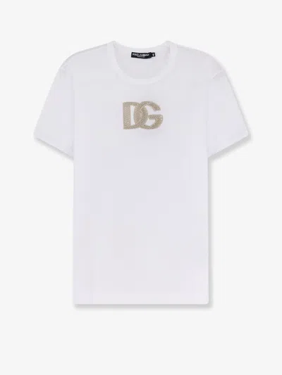 DOLCE & GABBANA COTTON T-SHIRT WITH PATCH LOGO ON THE FRONT