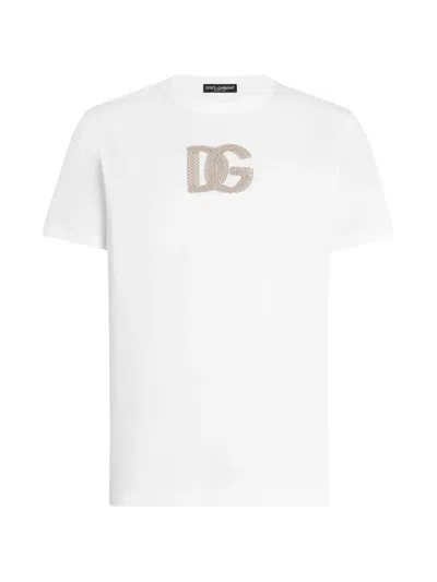 Dolce & Gabbana Cotton T-shirt With Patch Logo On The Front In Multi