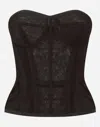 Dolce & Gabbana Sheer Cotton Stretch Tulle Corset In Black