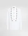 Dolce & Gabbana Bejeweled Appliqué Cotton Shirt In Multicolor