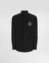 Dolce & Gabbana Cotton Tuxedo Shirt With Heraldic Patch In Black