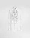 Dolce & Gabbana Cotton Tuxedo Shirt With Rhinestone-embroidered Shirt Front In White