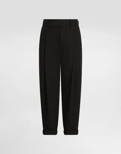 Dolce & Gabbana Cotton Twill Pants In Black