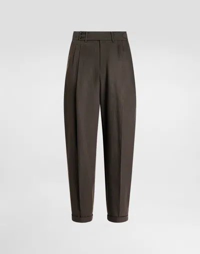 Dolce & Gabbana Cotton Twill Pants In Brown