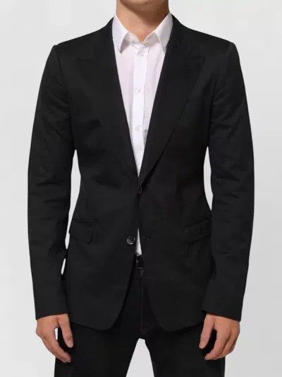 Dolce & Gabbana Cotton Two Button Suit Jacket Blazer In Black