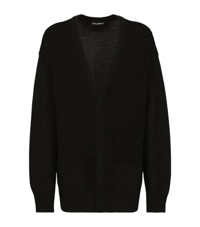 Dolce & Gabbana Cotton V-neck Cardigan In ブラック