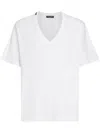 Dolce & Gabbana White T-shirt With All-over Rips And Ri-edition Logo Patch In Cotton Man