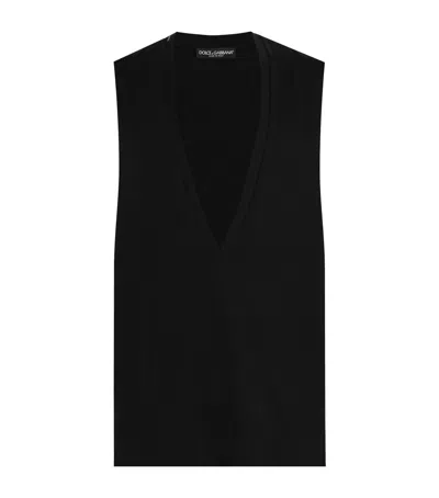 Dolce & Gabbana Cotton V-neck Tank Top In Black