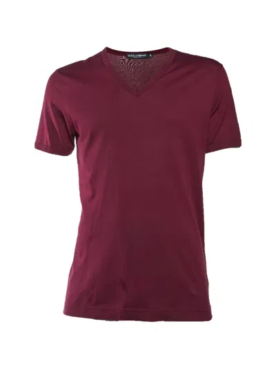 Pre-owned Dolce & Gabbana Cotton V-neck T-shirt In Red