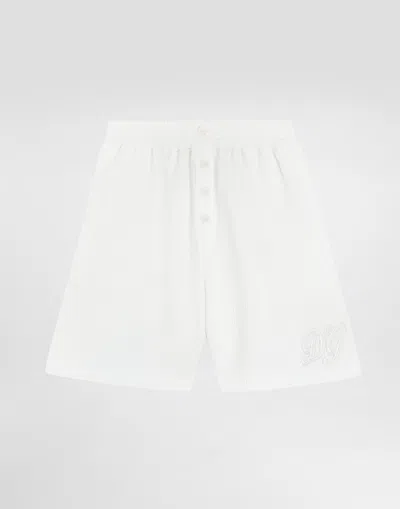 Dolce & Gabbana Kids' Cotton Waffle Bermuda Shorts In White