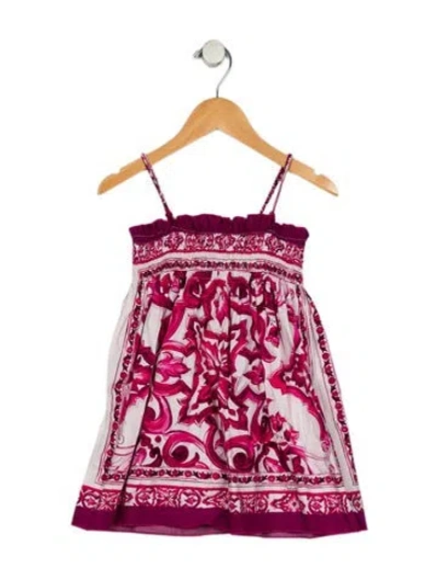 Pre-owned Dolce & Gabbana Babies' Cotton White And Multicolor Floral Patterned Sleeveless Dress