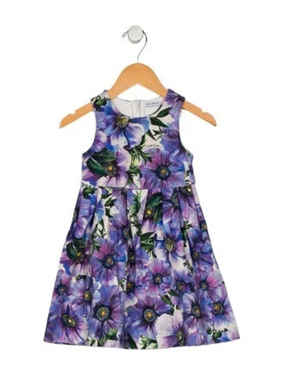 Pre-owned Dolce & Gabbana Babies' Cotton White And Multicolor Floral Patterned Sleeveless Dress With Zip Closure