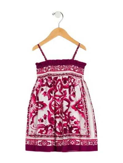 Pre-owned Dolce & Gabbana Babies' Cotton White And Multicolor Patterned Sleeveless Dress