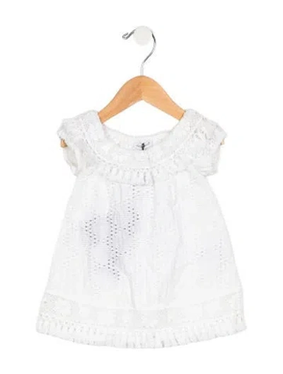 Pre-owned Dolce & Gabbana Babies' Cotton White Lace Dress With Off The Shoulder Sleeves  W/tags