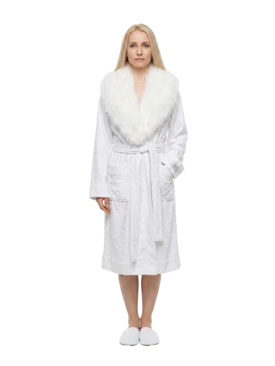 Dolce & Gabbana Cotton With Faux Fur Collar Coat In White