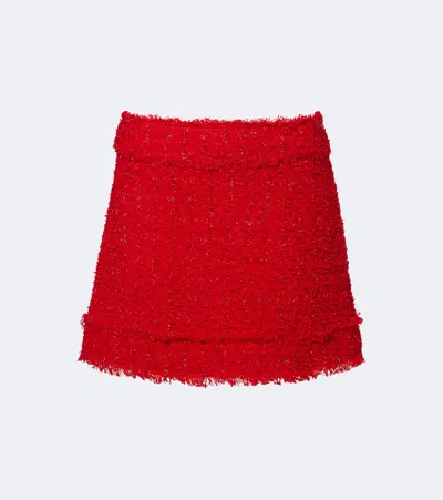 Dolce & Gabbana Cotton-blend Bouclé Miniskirt In Red