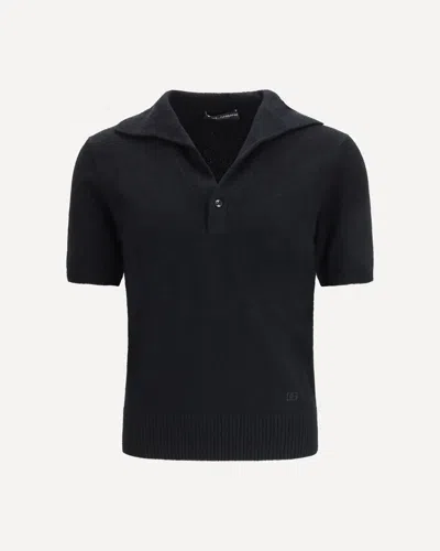 Dolce & Gabbana Cotton-blend Polo Shirt In Black