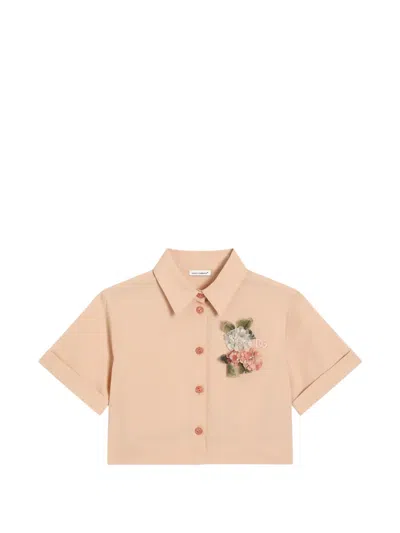 Dolce & Gabbana Kids' Cotton-blend Shirt In Nude