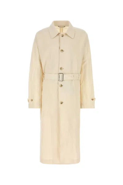 Dolce & Gabbana Cotton-linen Trench Coat In Neutral