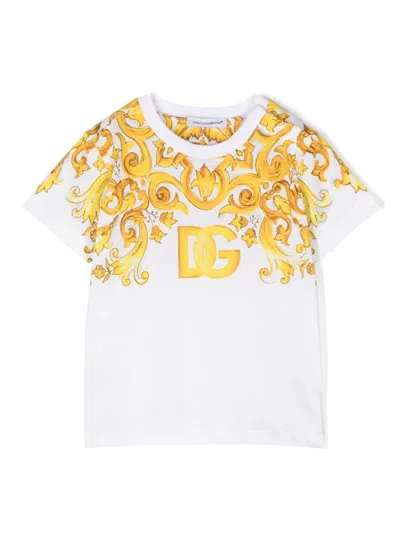Dolce & Gabbana Babies' Couture-print Cotton T-shirt In Yellow