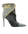 Dolce & Gabbana Distressed Denim Charms Ankle Booties In Black