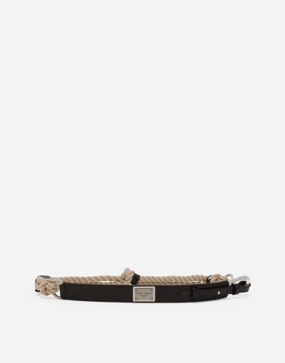 Dolce & Gabbana Cowhide And Rope Belt In Brown