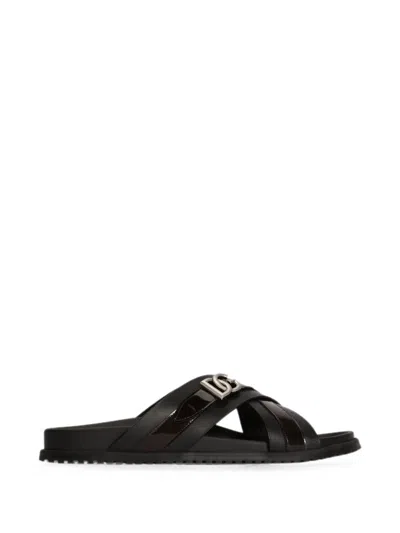 Dolce & Gabbana Cowhide Sandals In Black