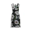 Dolce & Gabbana Women Gardenia Print Silk Chiffon Sheath Dress In Black