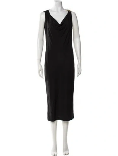Pre-owned Dolce & Gabbana Cowl Neck Midi Length Dress In Black