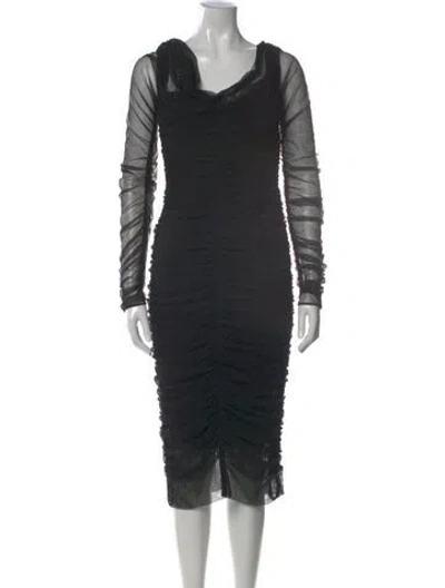 Pre-owned Dolce & Gabbana Cowl Neck Midi Length Dress In Black