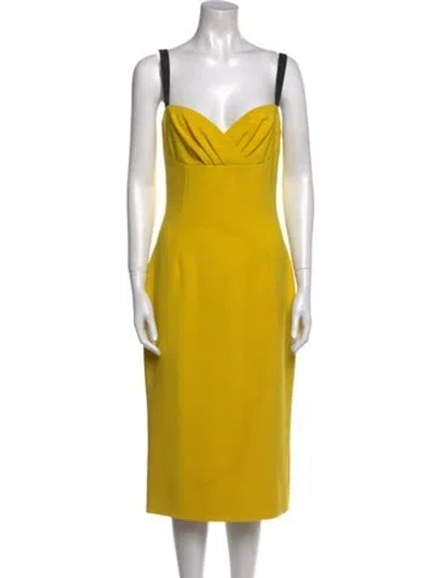 Pre-owned Dolce & Gabbana Cowl Neck Midi Length Dress In Yellow